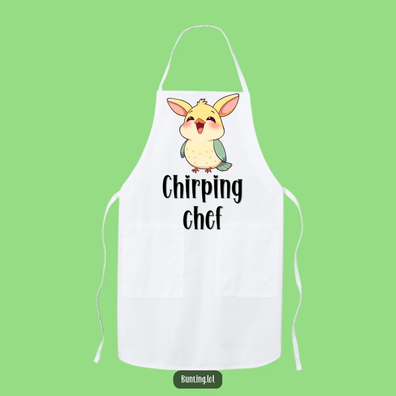 Funny Bunting Chirp Apron: Happy Singer Kitchenwear, Perfect Funny Gift