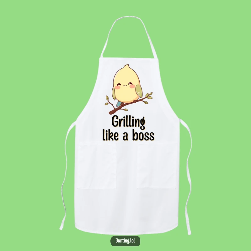 Funny Bunting Bird Apron: Contented Chef - Peaceful Funny Gift