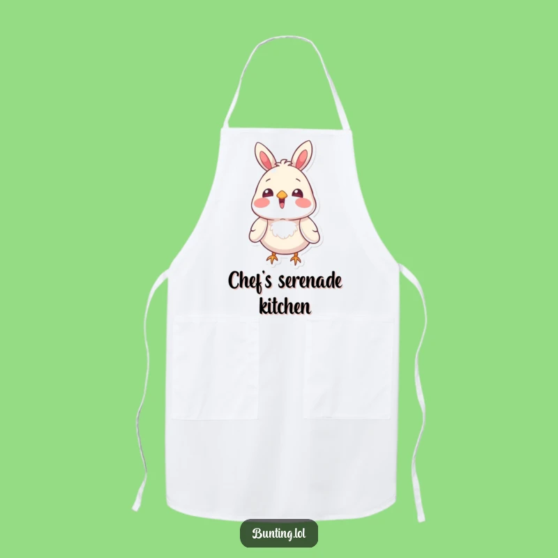 Funny Bunting Bird Singing Apron: Kitchen Melody, Chef Gift