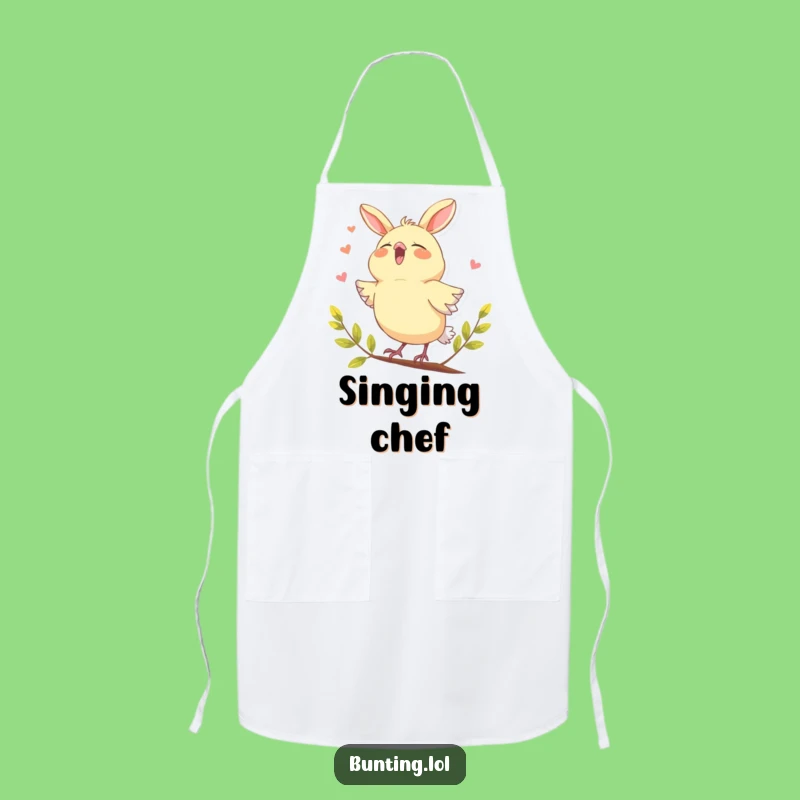 Funny Bunting Singing Joyfully Apron - Hilarious Kitchen Accessory for Musical Cooks