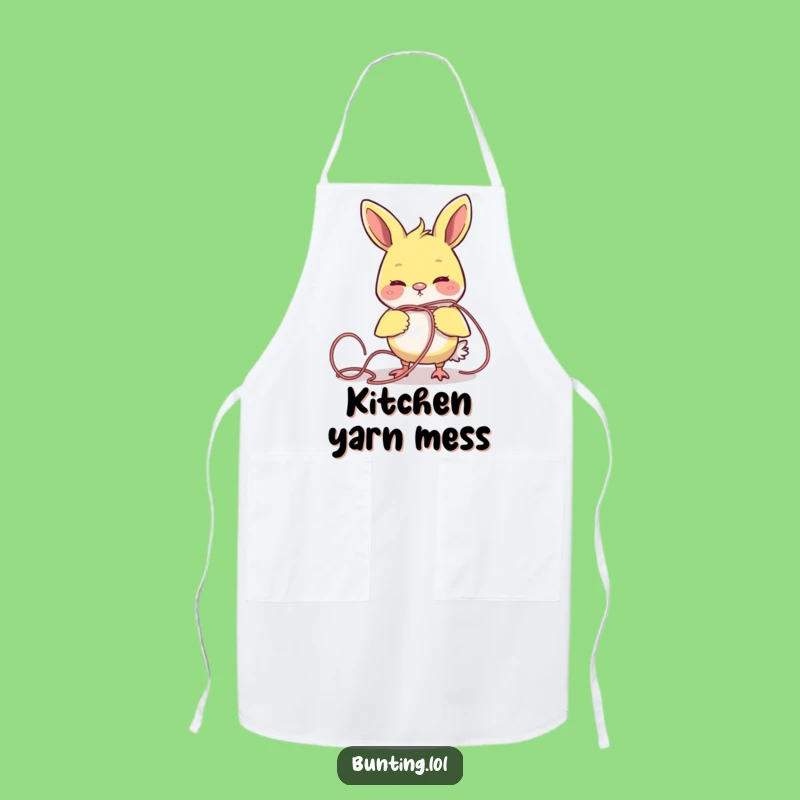 Funny Tangled Bunting Yarn Apron: Kitchen Yarn Shenanigans!