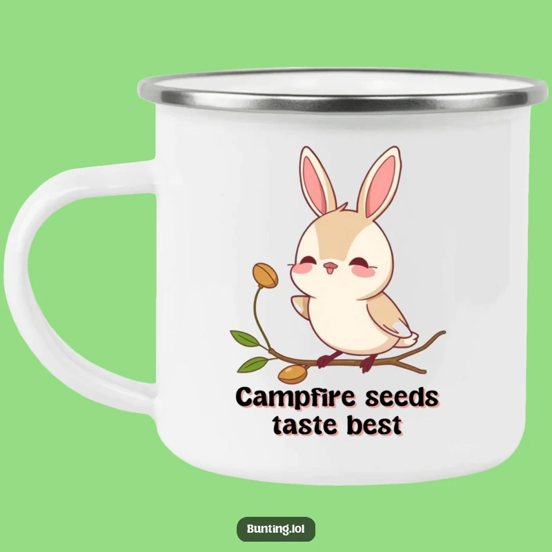 Funny Bunting Bird Camping Mug: Curious Seed Sipper - Adventure Funny Gift