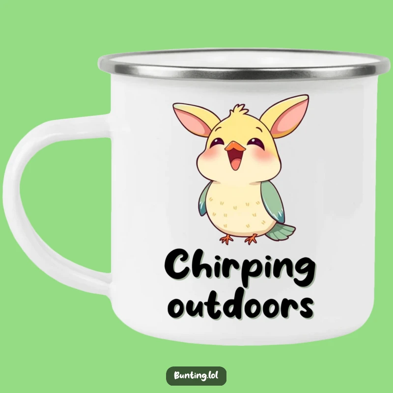 Funny Bunting Chirp Camping Mug: Durable Happy Singer, Ideal Outdoor Funny Gift