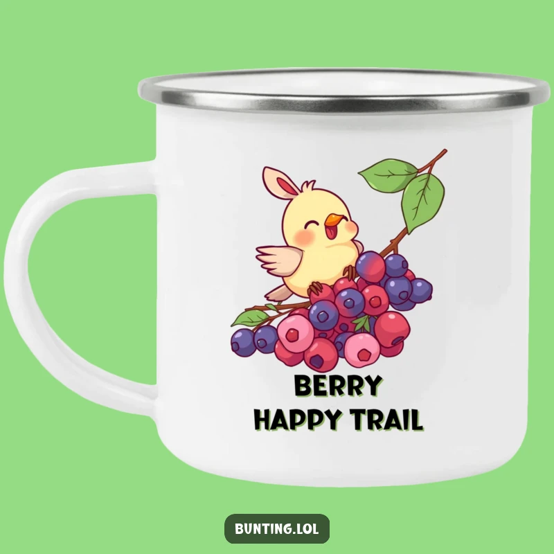 Funny Bunting Bird Berry Pecking Camping Mug - Outdoor Laughs, Hilarious Bird Gift