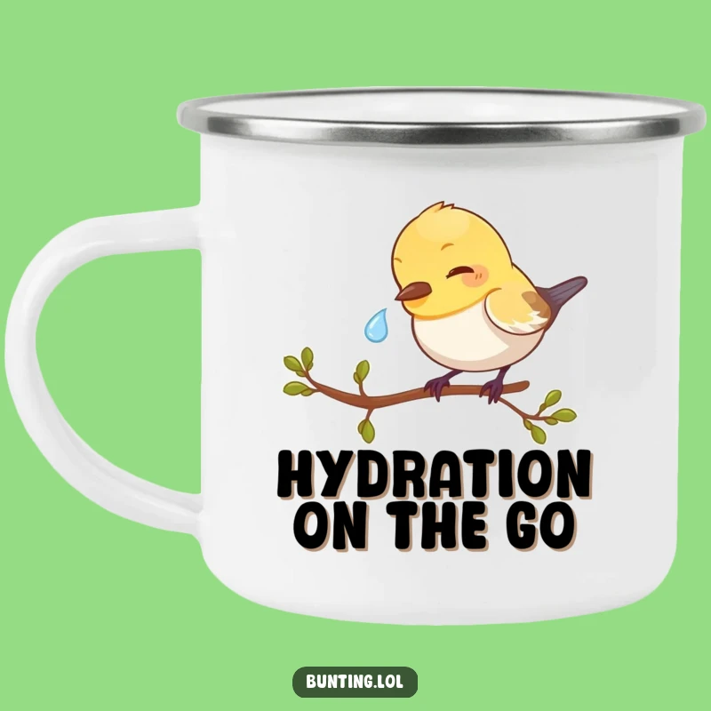 Funny Bunting Bird Camping Mug - Dewdrop Peck Adventure Cup, Great Outdoor Novelty