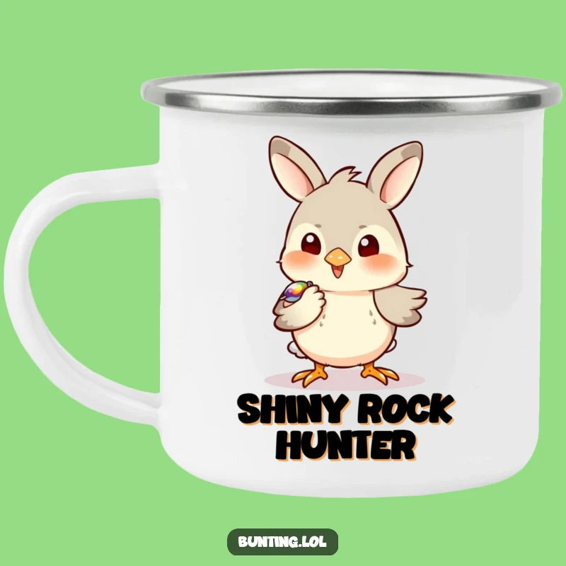 Funny Bunting Pecking Camping Mug: Enjoy Drinks with a Curious Bird Outdoors - Funny Gift!