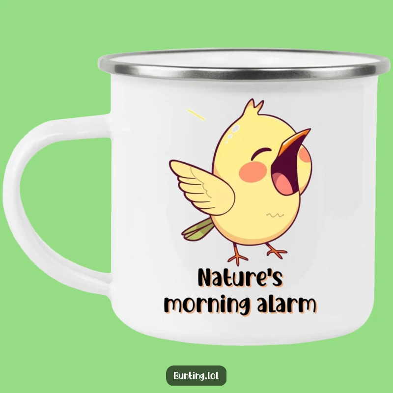 Funny Chirping Bunting Camping Mug - Your Campfire Companion for Melodies and Merriment