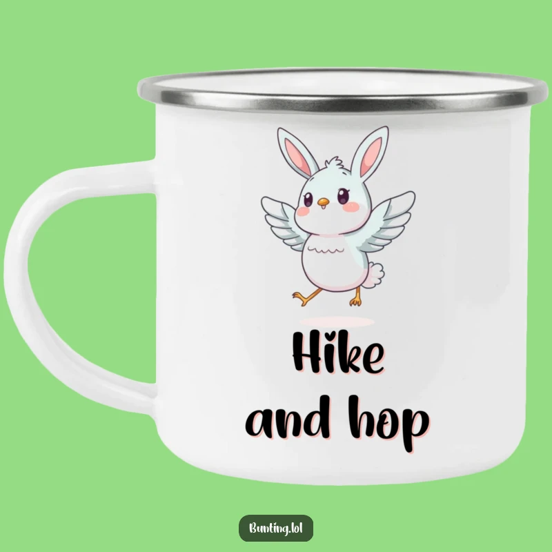 Funny Energetic Bunting Camping Mug: Hop into Adventure!