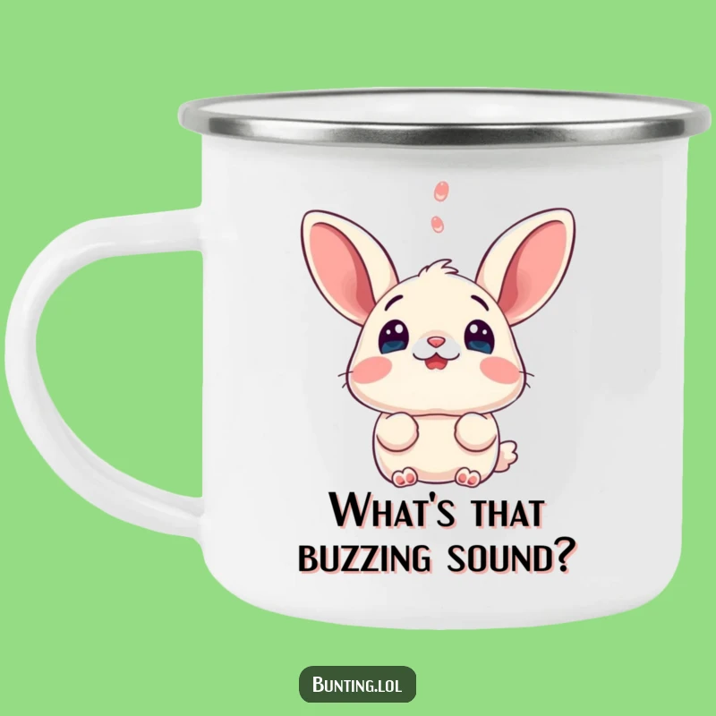 Funny Surprised Bunting Camping Mug - Your Trail Companion for Laughs and Lattes