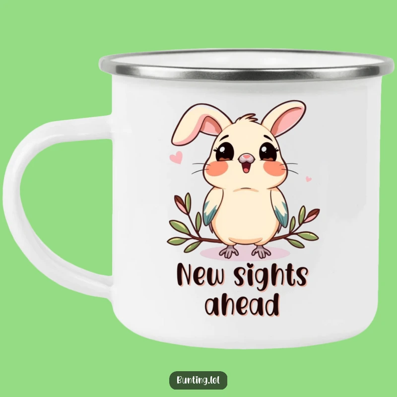 Funny Bunting Curiosity Camping Mug: Observe Nature with Humor, Great Gift