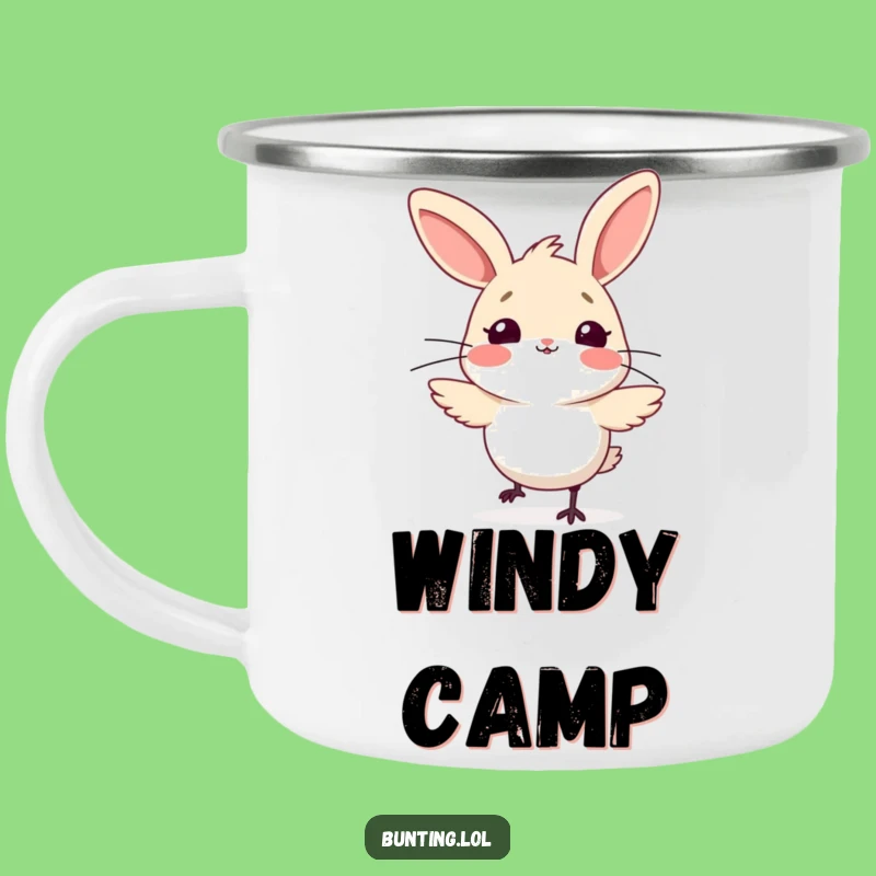 Funny Bunting Wind Surprised Camping Mug - Outdoor Laughs, Hilarious Bird Gift