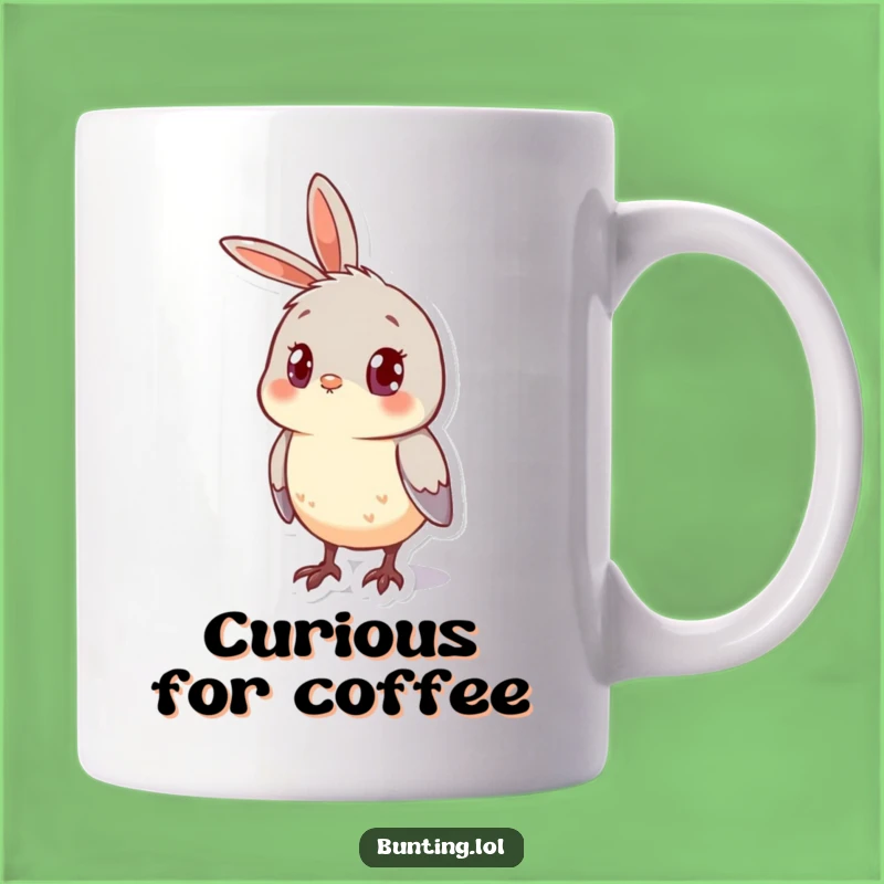 Funny Bunting Curious Mug: Head Cocked Design, Perfect Funny Gift