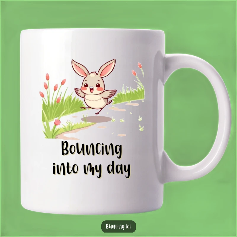 Funny Bunting Bird Hopping Mug, Joyful Avian Walk Design, Perfect Cheerful Gift