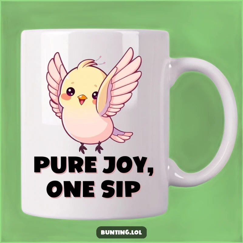 Funny Bunting Bird Joy Mug: Fluttering Delight Humor, Perfect Gift!