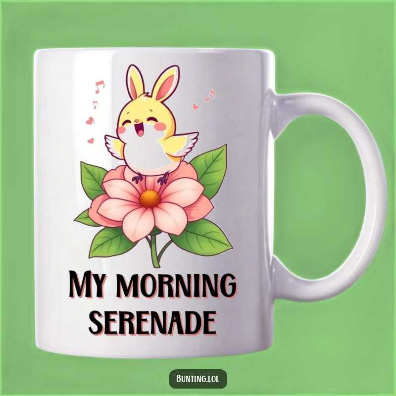 Funny Bunting Bird Singing on Flower Mug: A Cheerful Gift Idea!