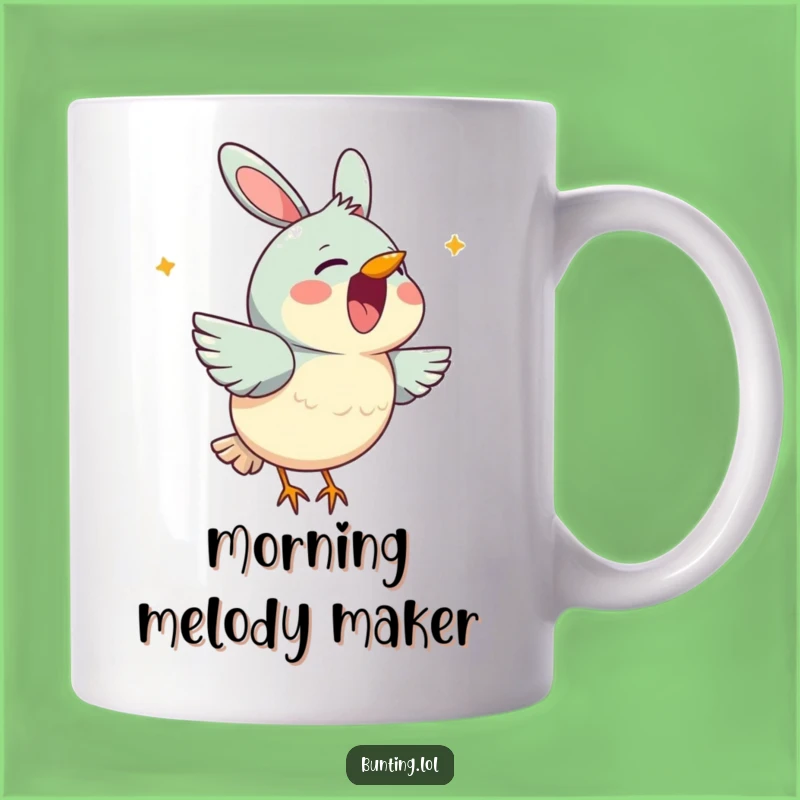 Funny Bunting Singing Joy Mug: Cheerful Bird Melody, Perfect Gift