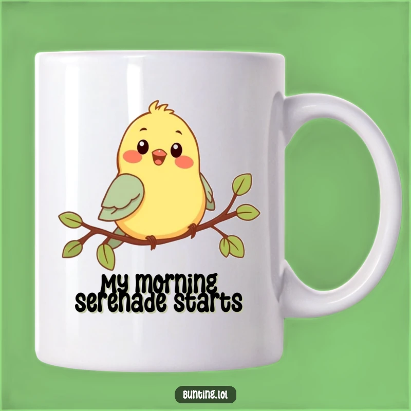 Funny Chirping Bunting Mug: Adorable Bird Character Singing Joyfully, Perfect Gift for Bird Lovers