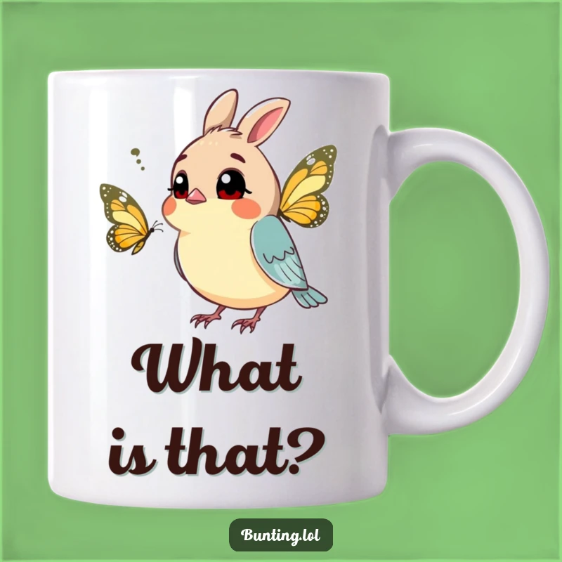 Funny Curious Bunting Mug: Ponder Life's Wonders Gift