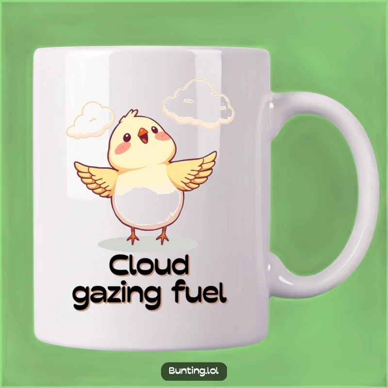 Funny Delighted Bunting Cloud Mug - A Cheerful Bird Gift!