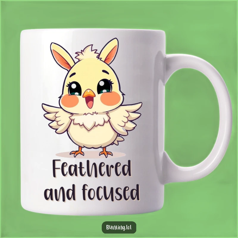 Funny Excited Bunting Mug: Fluffy Feathers & Joyful Chirps for a Perfect Funny Gift