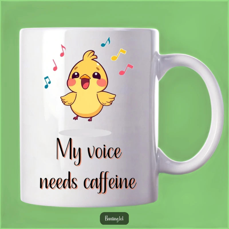 Funny Singing Bird Mug: Vibrant Musical Notes Character - Perfect Funny Gift!