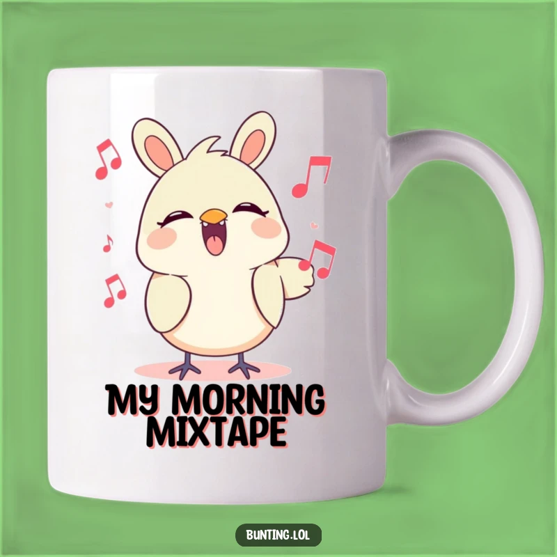 Funny Singing Bunting Mug: Cheerful Character's Melodic Tune, Perfect Funny Artist Gift