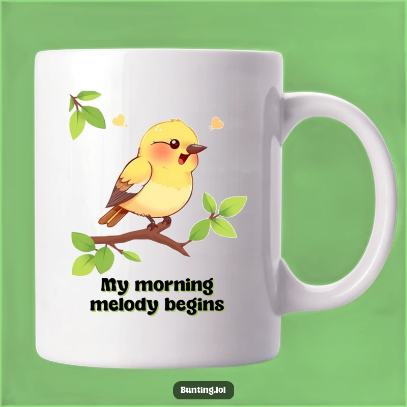 Funny Bunting Bird Chirping Art Mug, Perfect Cheerful Gift for Bird Lovers