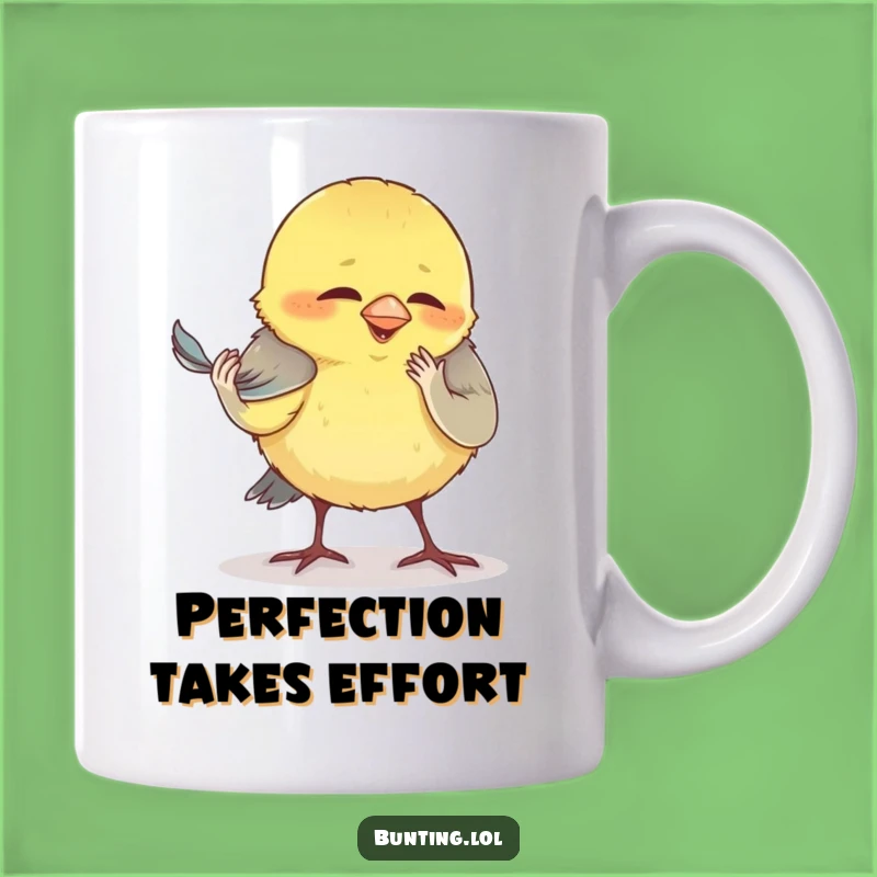 Funny Preening Bunting Mug - A Comical Bird Focus Gift for Detail Lovers