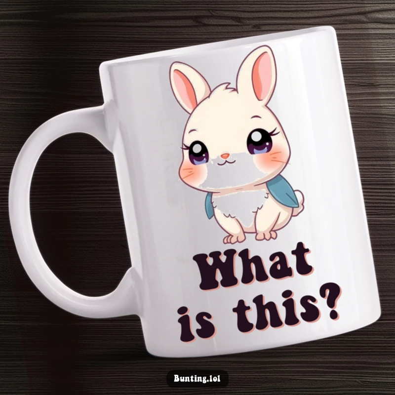 Funny Bunting Mug featuring a cute bird with bright, curious eyes looking around, perfect for bird watchers and gift seekers.