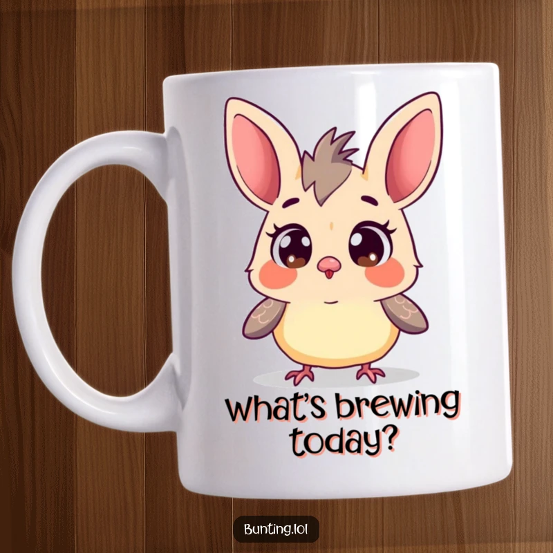 Funny Curious Bunting Mug: Wide-eyed bunting bird looking around with curiosity, a funny and engaging design.