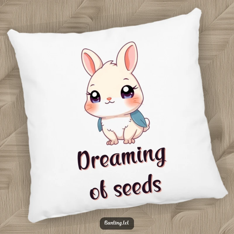 Funny Bunting Pillow with a cute bird gazing curiously, adding charm and humor to any room.