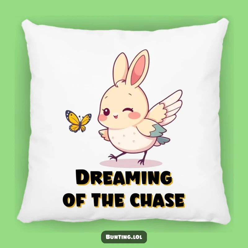 Funny Bunting Bird Pillow: Cozy Chase Design, Cute Comfort Gift