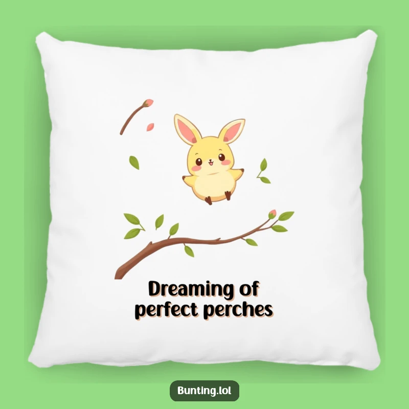 Funny Bunting Bird Pillow: Playful Hopper Twig Cushion - Comfy Funny Gift