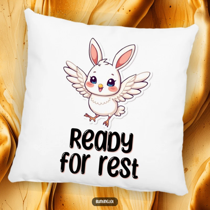 Funny Pillow featuring a cute bunting bird in a dynamic pose with slightly extended wings, perfect for adding energy.
