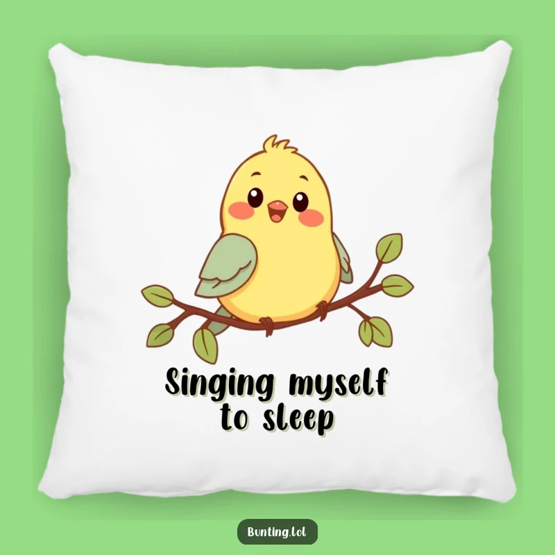 Funny Chirping Bunting Pillow: Cute Bird Character Singing Joyfully, Comfy and Hilarious Accent