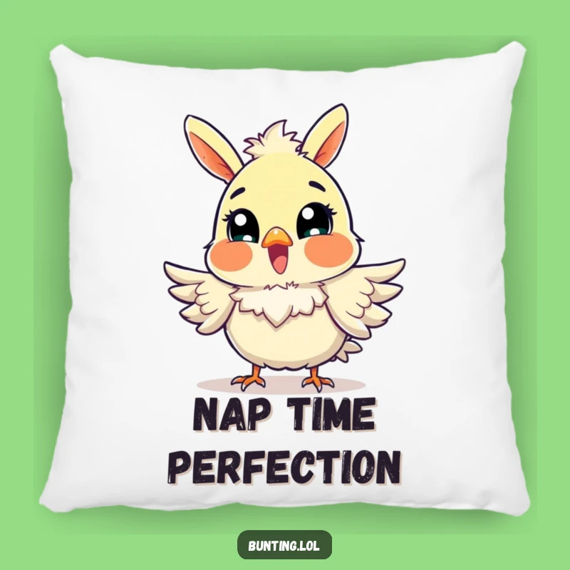 Funny Excited Bunting Pillow: Cozy Comfort with Fluffy Feathers & Joy - Perfect Gift!