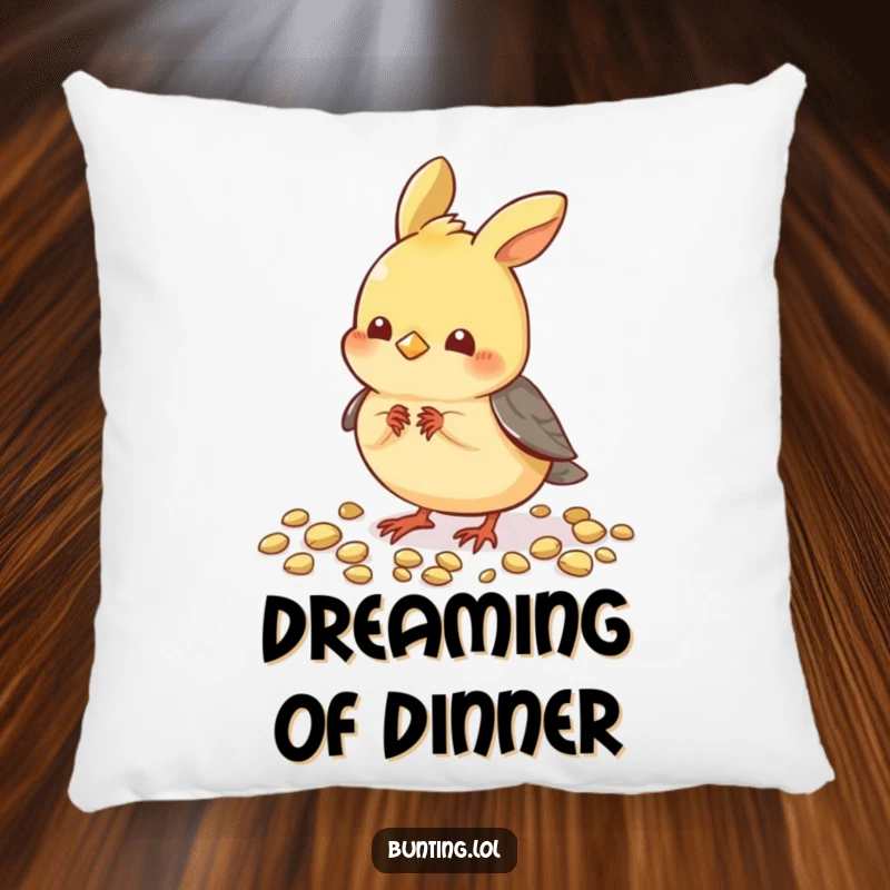 Funny Pecking Bunting Pillow: Soft pillow with a cute bunting bird intently pecking at seeds, adding funny charm.