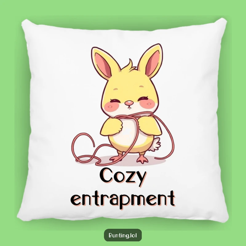 Funny Tangled Bunting Yarn Pillow: Cozy Comedy!