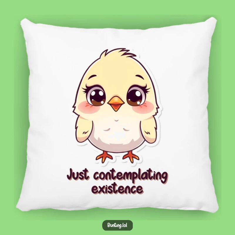 Cozy Funny Bunting Pillow - Huggable Humor with Curious Bird Design