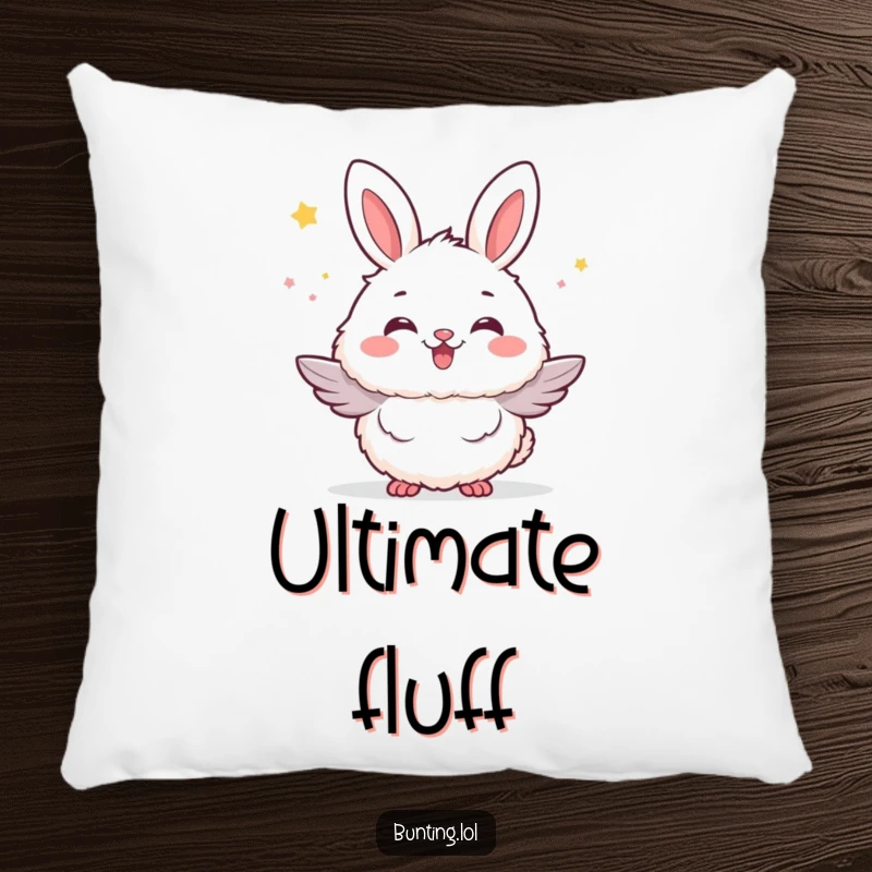 Funny bunting bird pillow depicting a bunting puffed up with fluffy excitement, offering comfort and playful enthusiasm.