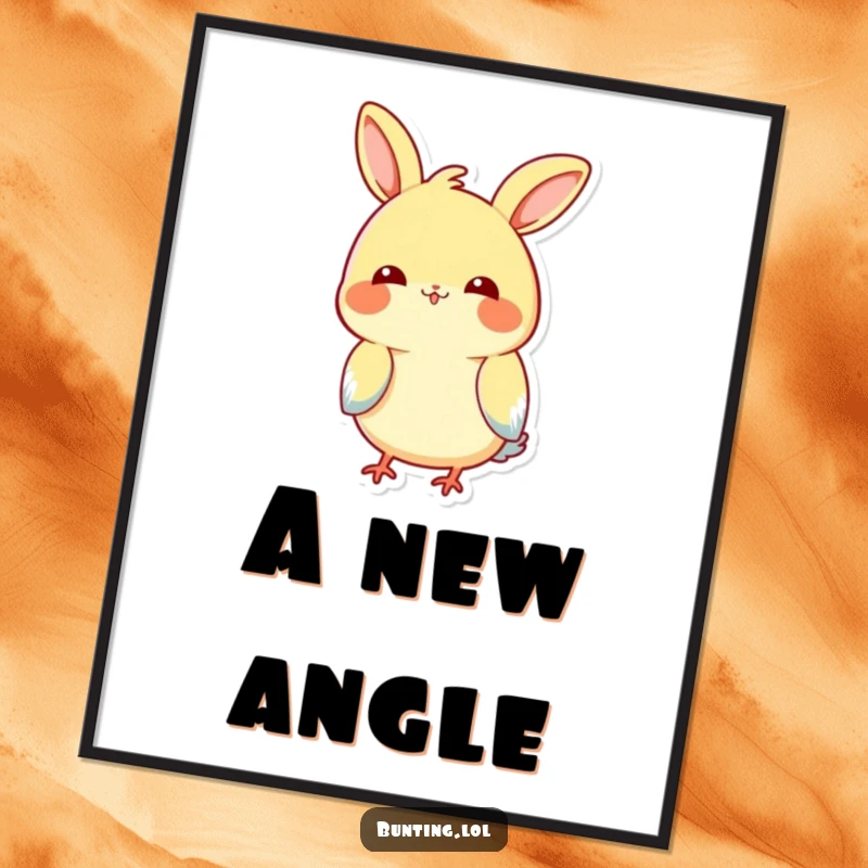 Funny Tilting Bunting Digital Art Print: Adorable bunting bird playfully tilting its head, perfect for funny decor.