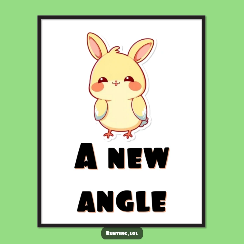 Funny Tilting Bunting Digital Art: Curious Bird Head Tilt, Instant Hilarious Wall Decor