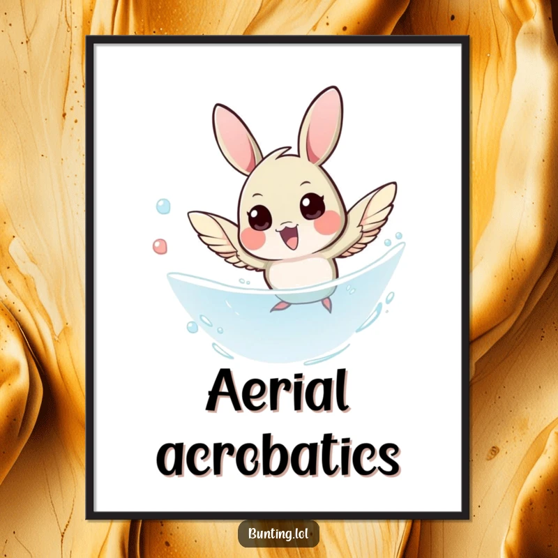 Funny Bunting Digital Art Print showing a bird in a swift, agile dive, perfect for adding humorous wall decor.