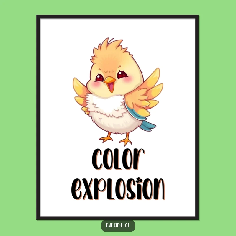 Funny Bunting Bird Feather Digital Print: Decorate with Style, Hilarious Art