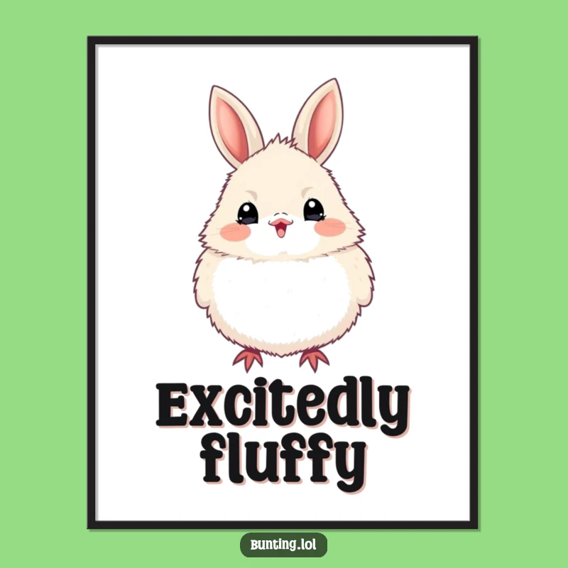 Funny Bunting Bird Puffed Up Digital Print, Instant Excited Wall Art