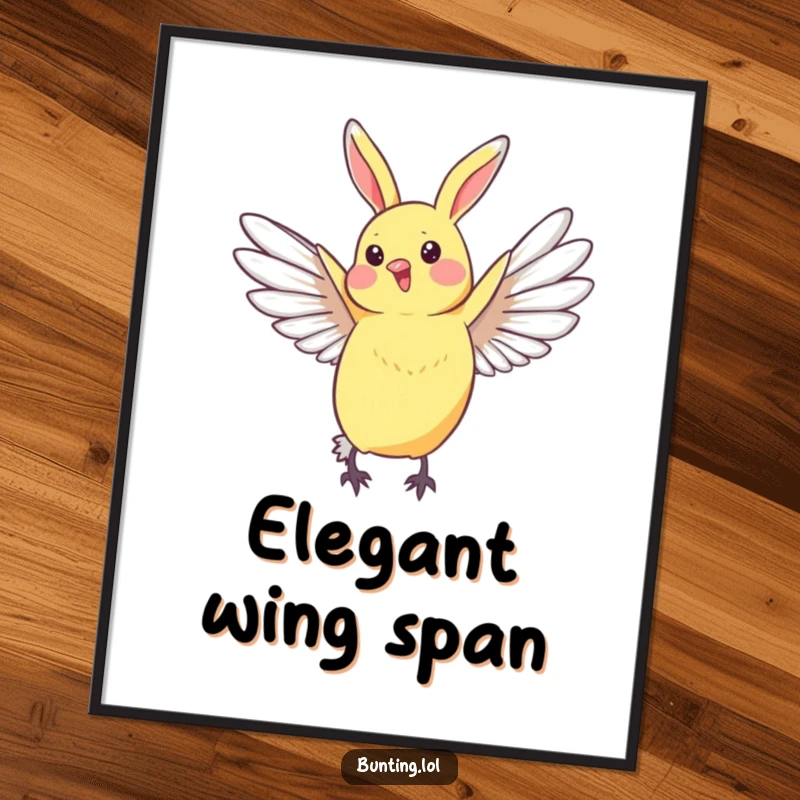 Funny Bunting Digital Art Print showing a bird stretching its wings gracefully, ideal for elegant and inspiring wall decor.