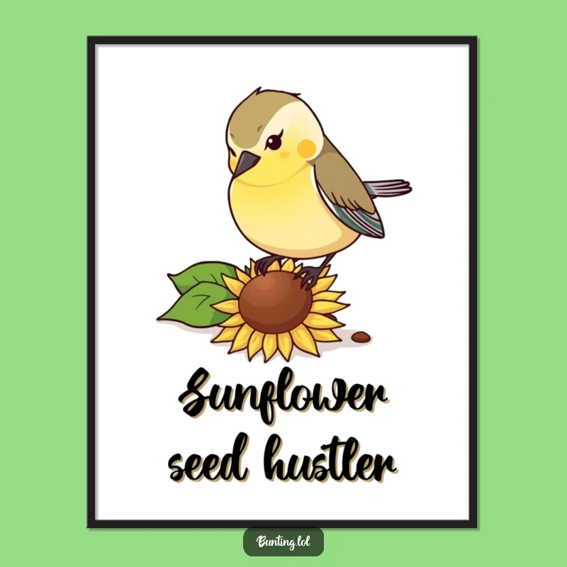 Funny Bunting Bird Digital Print: Seed Pecking Art, Instant Humor!