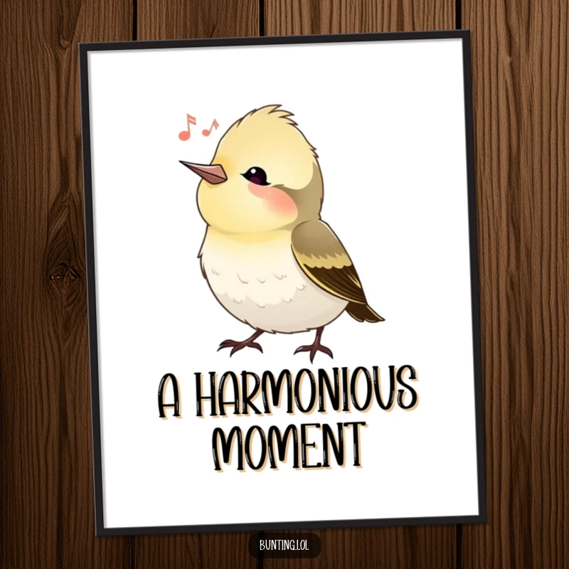 Funny bunting bird digital art print of a bird tilting its head, listening, bringing instant peace and humor, a perfect funny gift download.