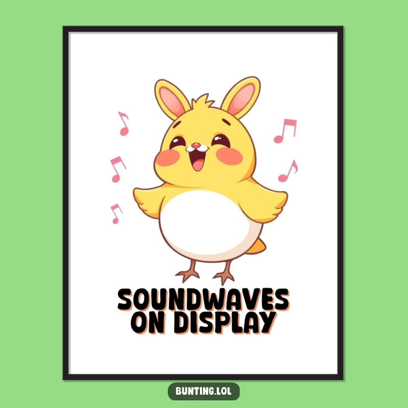 Funny Bunting Bird Singing Digital Print: Decorate with Hilarious Avian Art, Perfect Gift