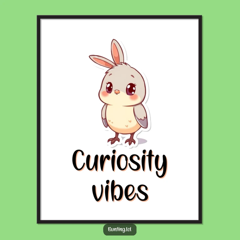 Funny Bunting Curious Digital Art: Inquisitive Download, Unique Funny Gift